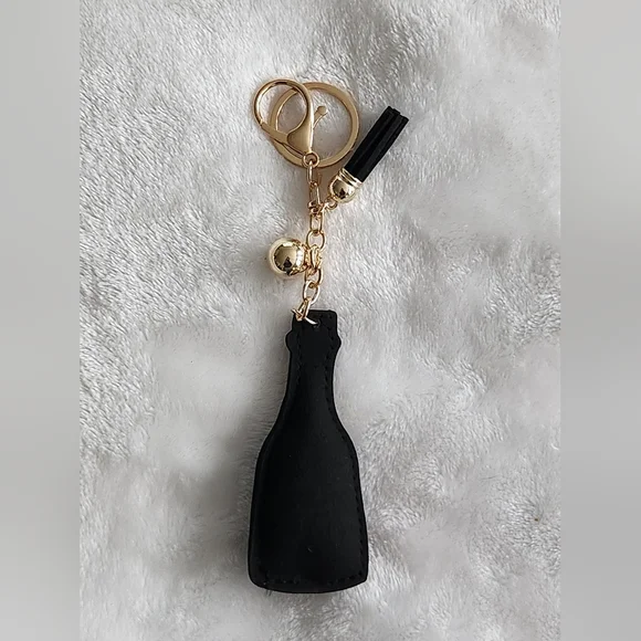 Elegant Champagne Bottle Keychain New Years Eve Bag Charm - Picture 3 of 3